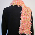 Handmade soft fuzzy scarf in pink shades