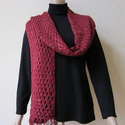 Autumn Red Tweed Scarf with Fringes, Handmade