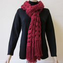 Handmade Dark Red Scarf with Fringes