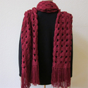 Handmade Dark Red Scarf with Fringes