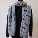 Gray Heather Scarf, Hand Knitted Long & Wide