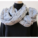 Gray Heather Scarf, Hand Knitted Long & Wide