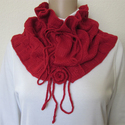 Hand Knitted Shimmery Red NeckWarmer Adjustable Ci