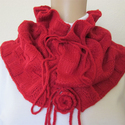 Hand Knitted Shimmery Red NeckWarmer Adjustable Ci
