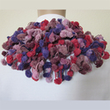 Hand Crochet Pom Pom NeckWarmer Scarf, Red Purple 