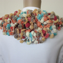 Hand Crochet Pom Pom NeckWarmer, Mixed Colors