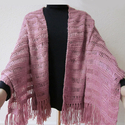 Handmade PlumWine Color Shawl with Fringes