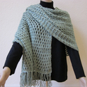 Handmade sea-mist green color soft shawl