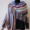 Multi-color Striped Triangle Shawl, Handmade