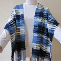 Handmade 3-color plaid crochet shawl