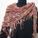 Handmade Triangle Shawl with Fringes in Mixed Autu