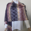 Handmade Soft Lacy Shawl, Purple Lavender Beige To