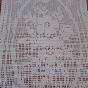 Filet Crochet Table Runner, Floral, Natural Color