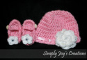 Baby Girl Crochet Hat and Booties Set