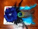 Navy Blue Peacock Shabby Chic Hairclip