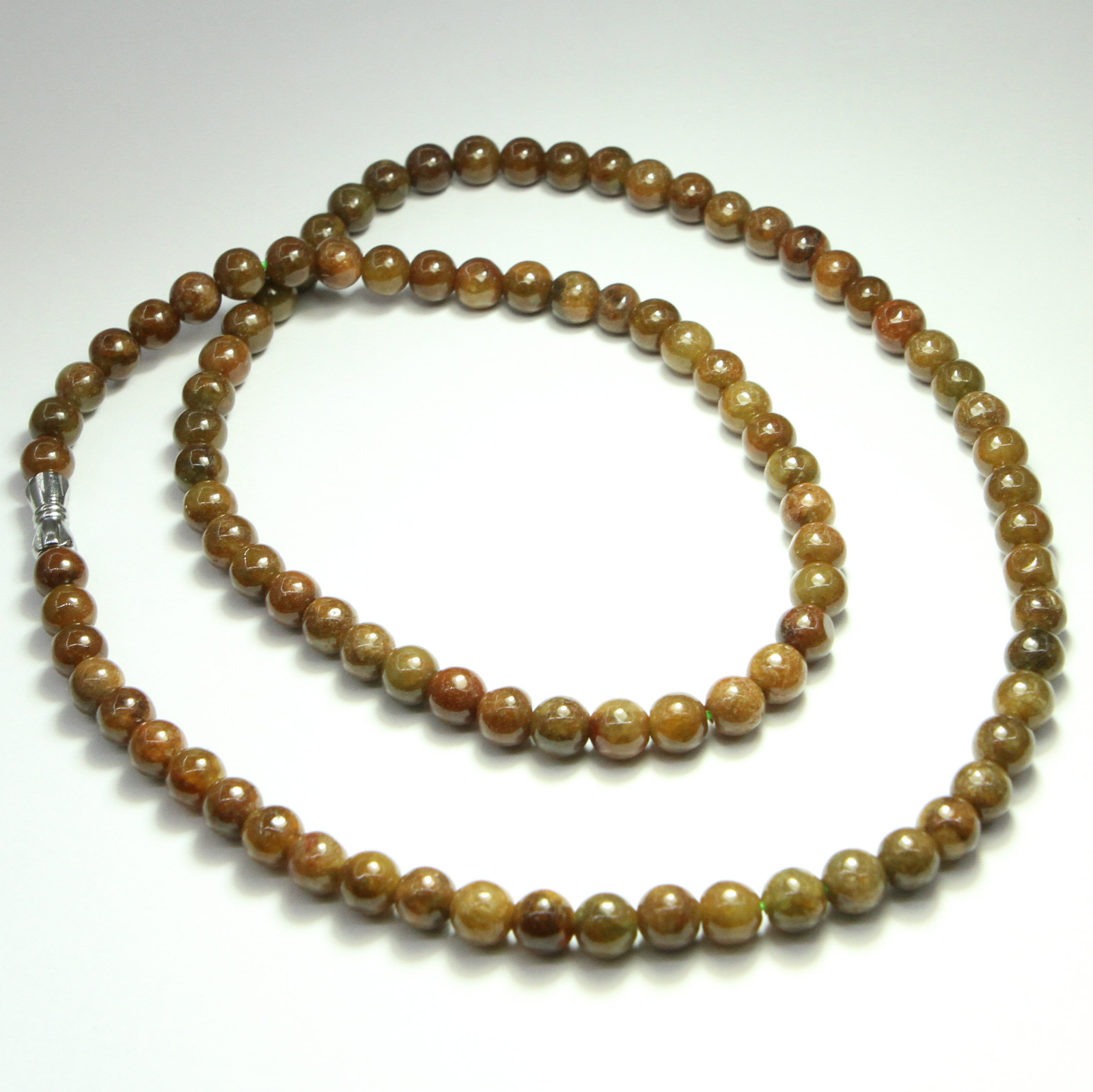 6mm Round Beads Brown Burmese Jadeite Jade 20 inches Necklace Genuine ...