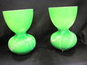 Pair of Beautiful Green Blown Glass Vases-White Ac