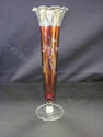  Cranberry Glass Vase with Floral Design