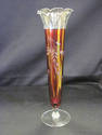  Cranberry Glass Vase with Floral Design