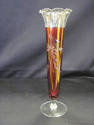  Cranberry Glass Vase with Floral Design