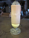 Art Deco Frosted Pink Glass Lamp