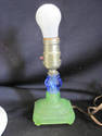 Vintage Green/Blue Glass Lamp with White Shade