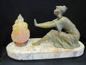 RARE Art Deco Bronze Sculpture with Light - Geo Ma