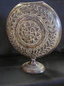 Round Metal Embossed Pedestal Vase - India