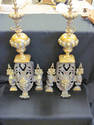 Antique Ornate Brass and Steel Fireplace Andirons