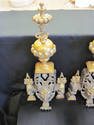 Antique Ornate Brass and Steel Fireplace Andirons