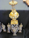 Antique Ornate Brass and Steel Fireplace Andirons