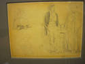 Framed Alfred Elmore Original Pencil Drawing - Tra