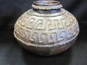 Primative Rustic Look Brown Clay Pot- Greek Key De