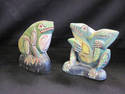 Set of Three Handpainted Wooden Frogs from Indones