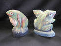 Set of Three Handpainted Wooden Frogs from Indones