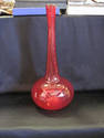 Bright Red Tall Blown Glass Vase