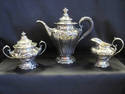 Ornate Three Piece Silver Tea Service - Pairpoint 