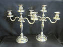 Pair of Silverplated Three Arm Candleholders