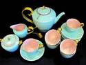 French FAIT MAIN Porcelain Demi Tasse Gilt Tea Set