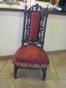 Antique Twisted Barley Carved Chair - Burgandy Sil