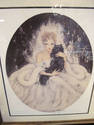 Framed Icart Print -  Lady and Black Cat