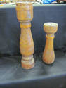 Chunky Carved Wood Candleholders