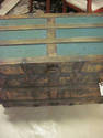 Antique Trunk with Green Fabric & Quilted Lining