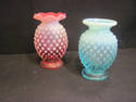 Set of Two Small Fenton Hobnail Glass Vases 