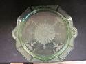 Green Depression Glass Cake Plate