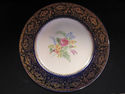 Decorative Floral Cobalt Blue Plate Gold Edging