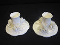 Staffordshire Bone China Rose Candlesticks