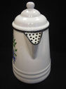 Vintage White Enamel Coffee Pot with Chicken