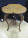 Antique Three Leg Oak Table with Shelf