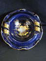 Cobalt Blue and Gold Ruffled Edge Dish